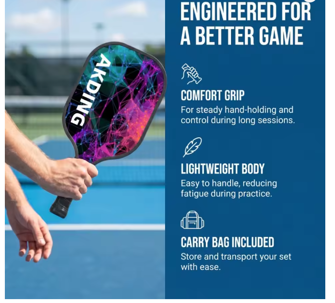 PickleClassic V2 T700 Beginner's Set - 2 paddles, 4 balls, 1 bag