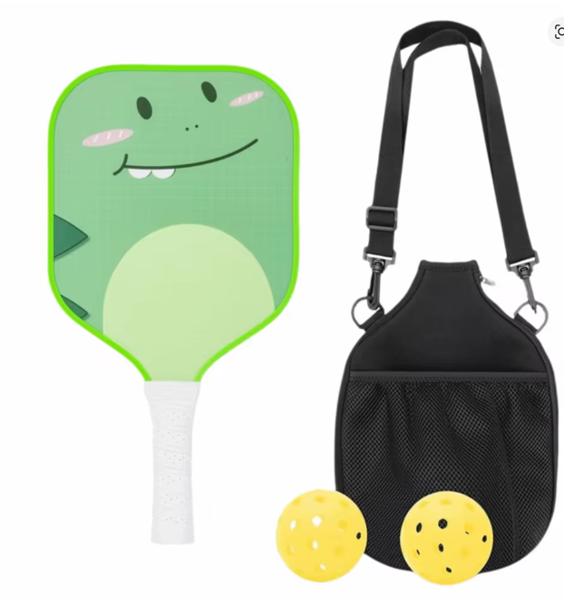 PickleClassic Kids Set - "Chubby Dino" - 2 balls, paddle and bag included