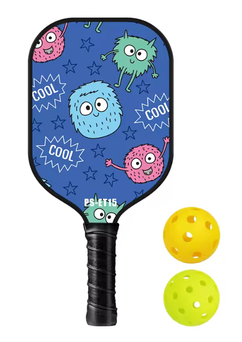 Kids Pickle "Fluffball" - comes with 1 paddle and 2 balls, or 2 paddles and 4 balls